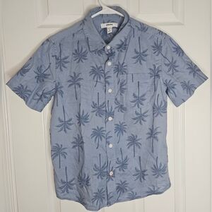 Boy's Palm Tree Short Sleeved Buttondown.  Size Medium Husky.